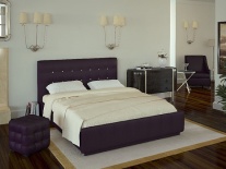 Кровать с подъемным механизмом и ящиком без страз 160х200 Паллада, фиолетовый