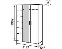 3-х дверный шкаф для одежды с зеркалом Марианна АРТ-6